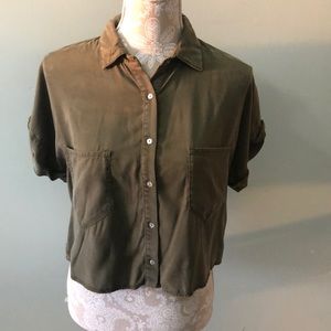 Zara short sleeve basic denim crop top